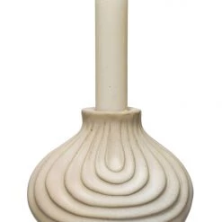 Creative Co-op Home + Lifestyle Debossed Stoneware Taper Holder
