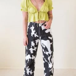Et Clet Featured No Vacancy Cow Print Jeans