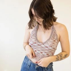 Cotton Candy Back Track Halter Crop Top