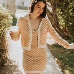 Emory Park Featured Look Back Checkered Cardigan