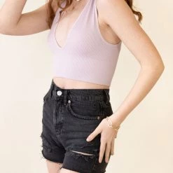 High Rise Distressed Denim Shorts By BDG
