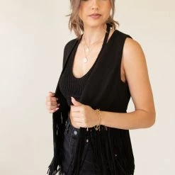 About Us Fringe Suede Vest By For Good