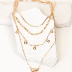 Joia Accessories Lock Layered Chain Necklace