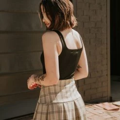 Blue Blush Always Here Plaid Mini Skirt Featured