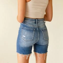 Vervet Featured You Smile Mid Thigh Denim Shorts