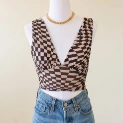 Cotton Candy Featured Knowing You Checkered Crop Top