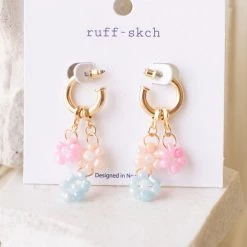 Fame Accessories Flower Charm Hoop Earrings