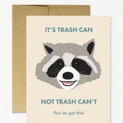 Party Mountian Paper Home + Lifestyle Raccoon Trash Can Greeting Card By Party Mountain Paper Co.