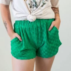 Nectar Clothing Oceans Away Chekered Terry Cloth Shorts