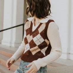 Dreamers Easy Way Argyle Sweater Vest Featured