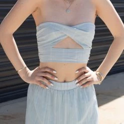 Twin Sister Open Arms Strapless Crop Top Featured