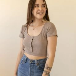 Miss Love Let Me Know Button Up Crop Top