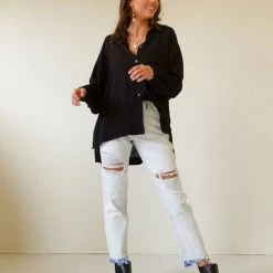 Nectar Denim The Lilia Distressed Button Up Mom Jeans By Nectar Premium Denim