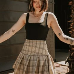 Blue Blush Always Here Plaid Mini Skirt Featured