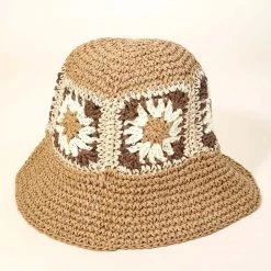 Nectar Clothing Flower Square Straw Bucket Hat