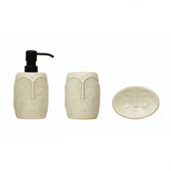 Bloomingville Home + Lifestyle Face Stoneware Bath Set