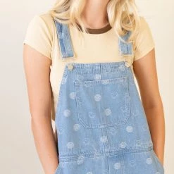 Nectar Clothing Featured Smiley Face Denim Overalls
