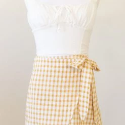 Edit By Nine Little Longer Gingham Mini Skirt