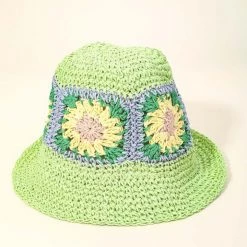 Nectar Clothing Flower Square Straw Bucket Hat