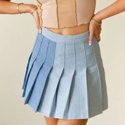 Signature 8 Look Over Pleated Denim Mini Skirt