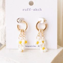 Fame Accessories Flower Charm Hoop Earrings