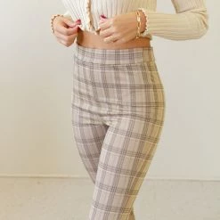 Orange International Secret Moments Plaid Pants