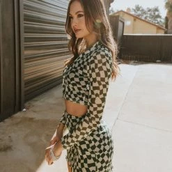 Bailey Rose Never Closer Checkered Top