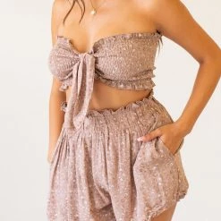 Papermoon Featured Live Here Floral Smocked Crop Top