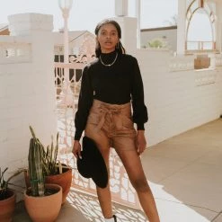 Promesa Featured Can't Speak Faux Leather Shorts