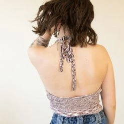 Cotton Candy Back Track Halter Crop Top