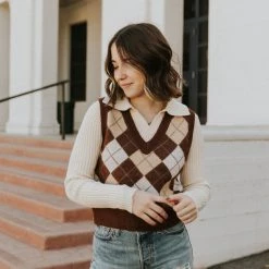 Dreamers Easy Way Argyle Sweater Vest Featured