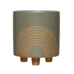 Bloomingville Rainbow Design Footed Stoneware Planter Home + Lifestyle