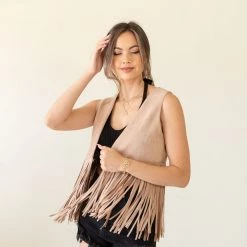 About Us Fringe Suede Vest By For Good