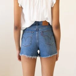 Featured Distressed Ribcage Denim Shorts By Levi's