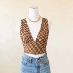 Cotton Candy Featured Knowing You Checkered Crop Top