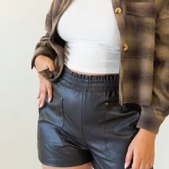 Promesa Featured Mess Around Faux Leather Shorts