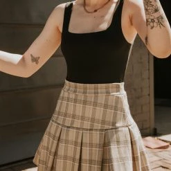 Blue Blush Always Here Plaid Mini Skirt Featured