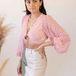 Cotton Candy Featured Feel Love Long Sleeve Crop Top