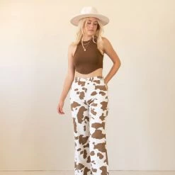 Nectar Clothing Happy Goodbye Cow Print Jeans Featured