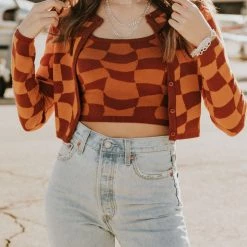 Bailey Rose Lost Tonight Checkered Crop Top