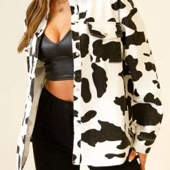Bailey Rose You Want Cow Print Denim Jacket