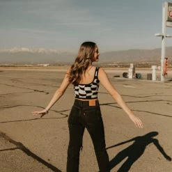 Bailey Rose Lost Tonight Checkered Crop Top