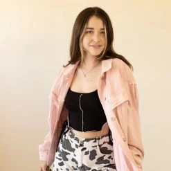 Trendnotes Featured This Life Cow Print Denim Shorts