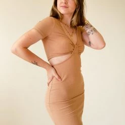 Audrey Featured Never Leave Ribbed Cutout Dress