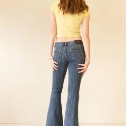 Featured Low Rise Striped Flare Denim Pants By BDG