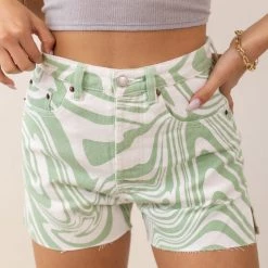 Nectar Clothing Great Day Swirl Denim Shorts