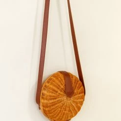Bao Minh Accessories Round Rattan Crossbody Purse