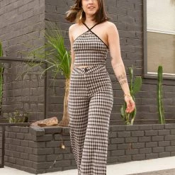 Miss Love Get Together Plaid Knit Top