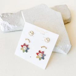 Anarchy Street Accessories Smiley Face Earring Set