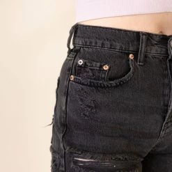 High Rise Distressed Denim Shorts By BDG